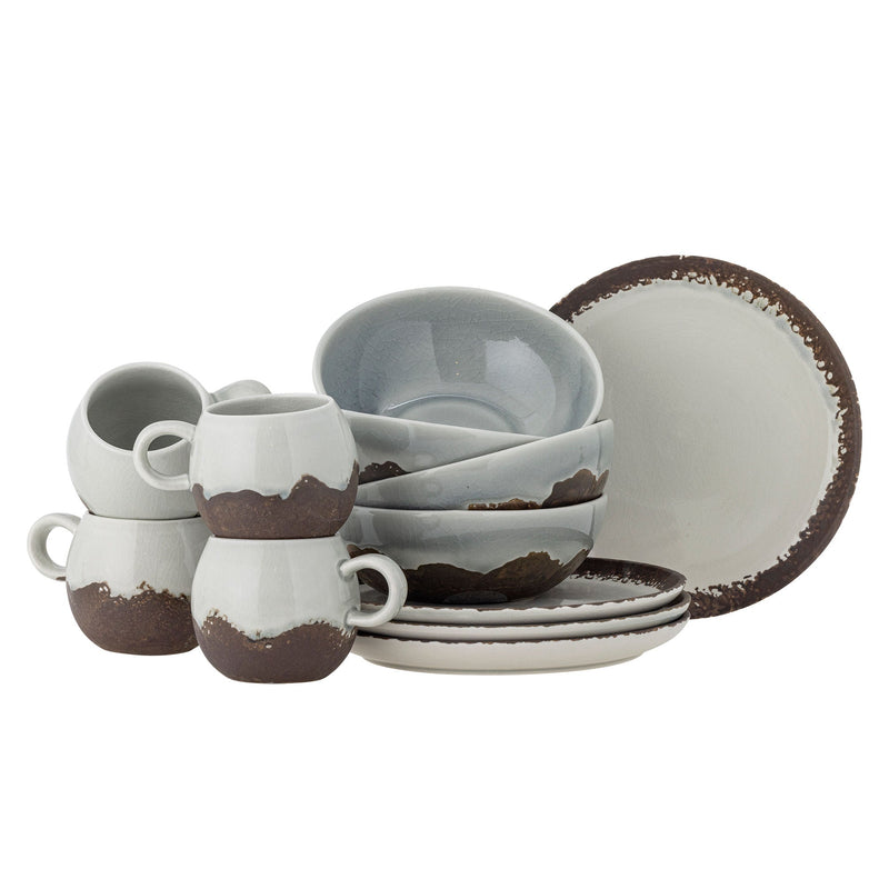 LaLe Living Bloomingville Paula Frühstück Set, Braun, Steingut